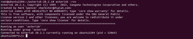 Install FreePBX on Ubuntu verify asterisk connection