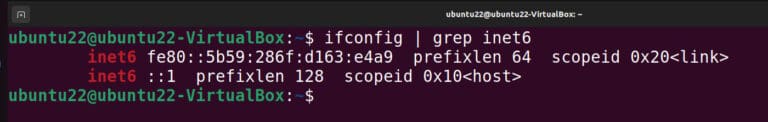 get IPv6 addr with ifconfig