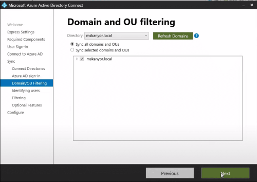 Domain and OU Filtering