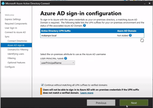 Azure AD sign in configuration