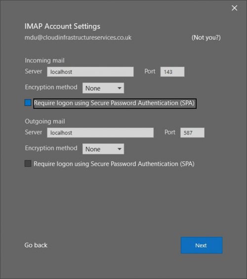 outlook server settings screen imap smtp