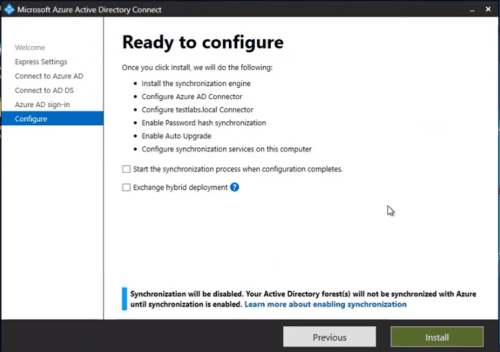 Azure AD Connect Installation Process