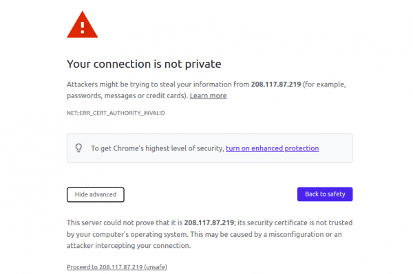 webmin security warning page