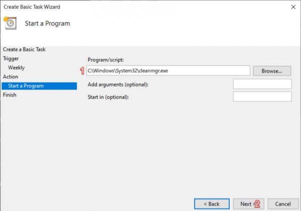 Select a Program using Windows Task Scheduler